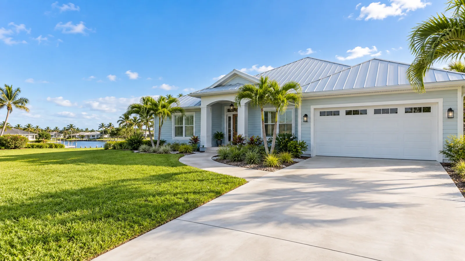 House washing and driveway pressure cleaning at a home in Sebastian, FL