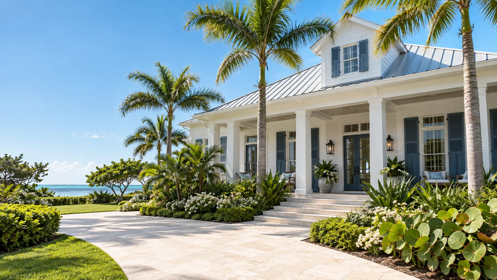 House washing and roof cleaning at a barrier island home in Vero Beach, FL