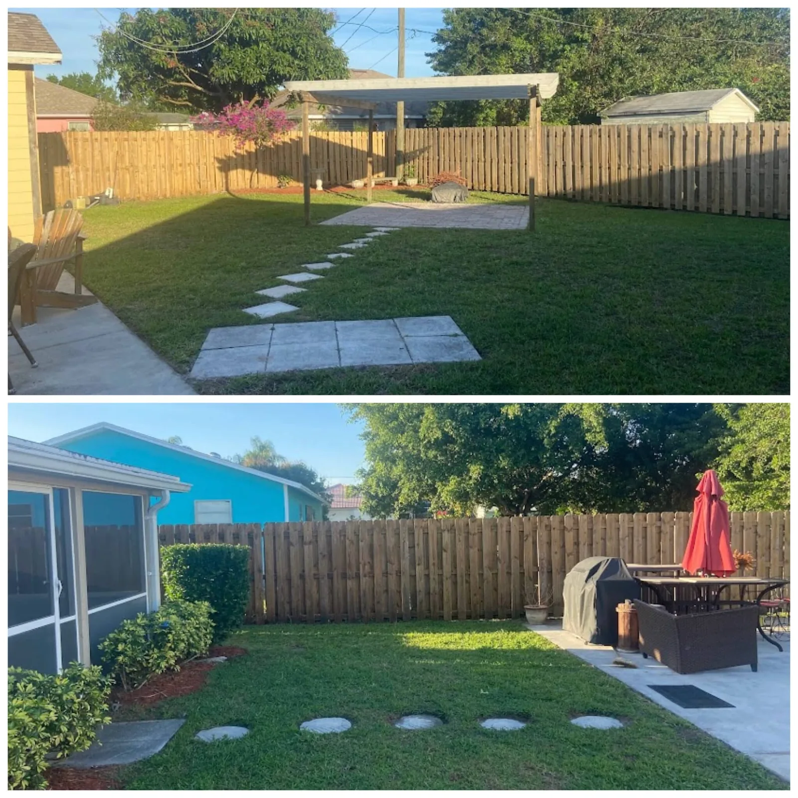 Paver walkway and backyard project by Kingdom Harvest